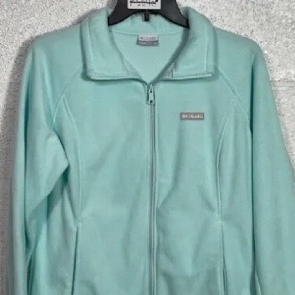 Columbia Fleece Jacket Women's XL Light‎ Blue Full Zip Pockets EUC Benton Spring